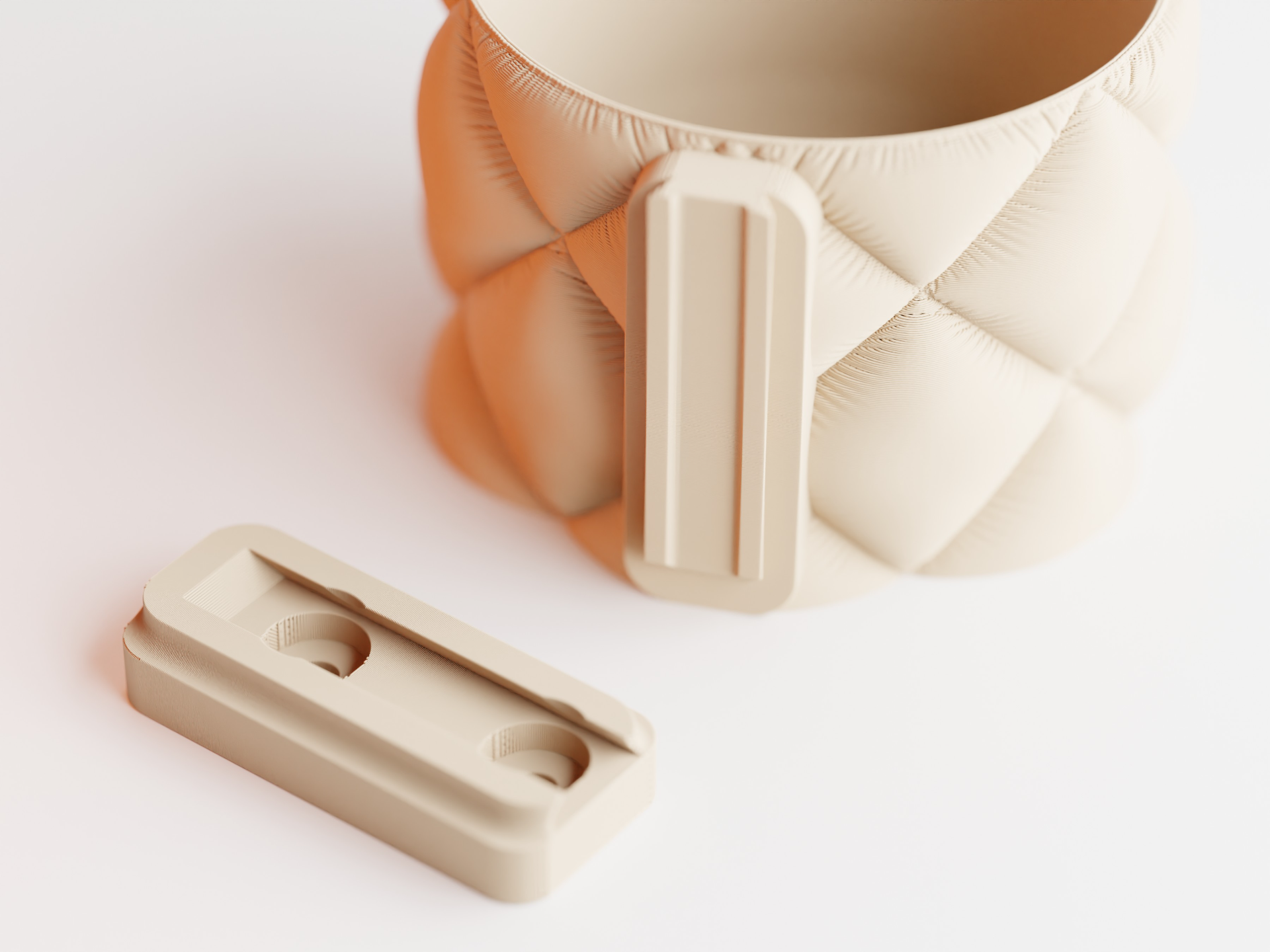 Kapitone Duvar Saksısı – Modern Turuncu Mini Saksı
