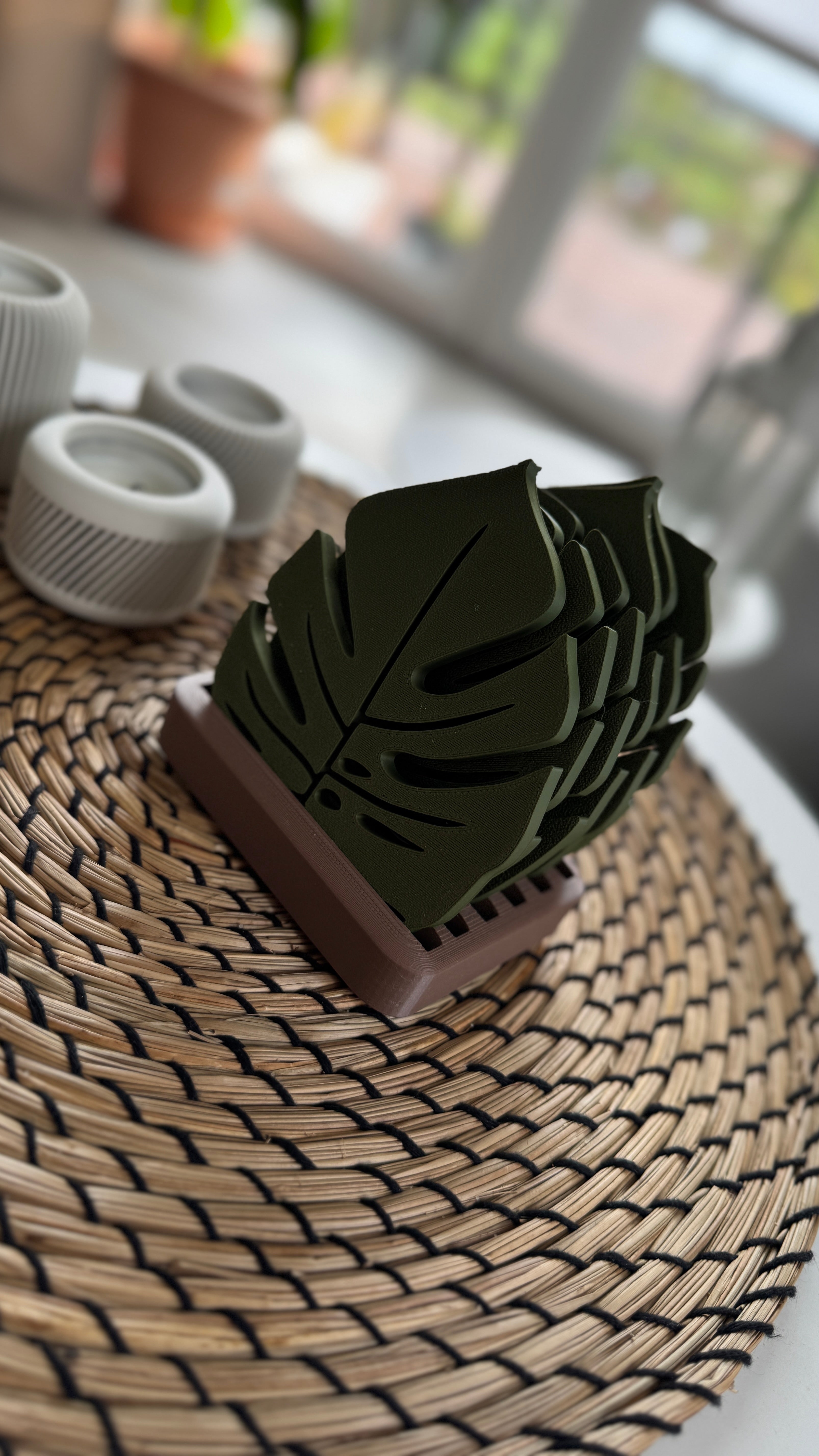 Monstera Yaprak Bardak Altlığı Seti