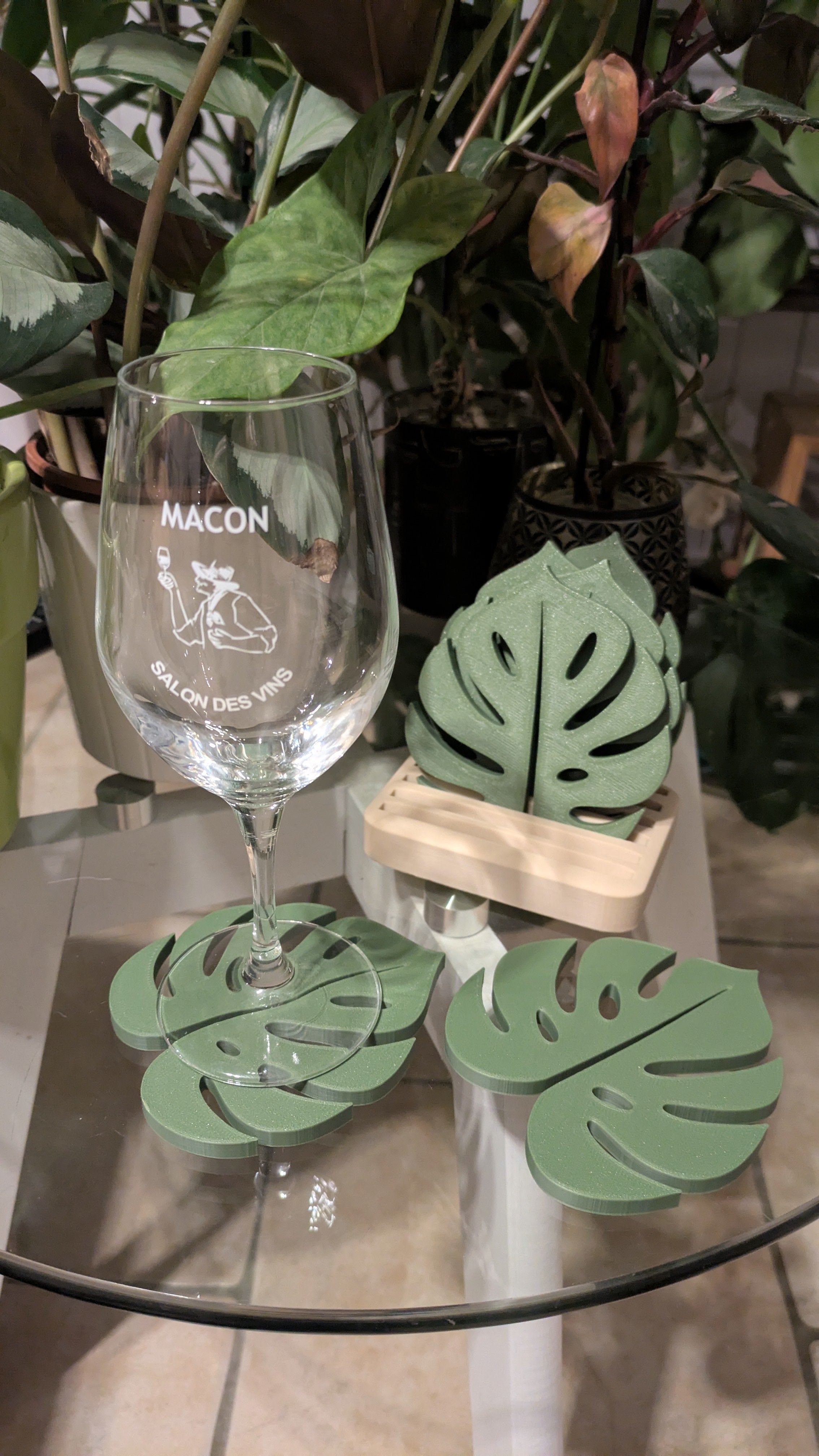 Monstera Yaprak Bardak Altlığı Seti